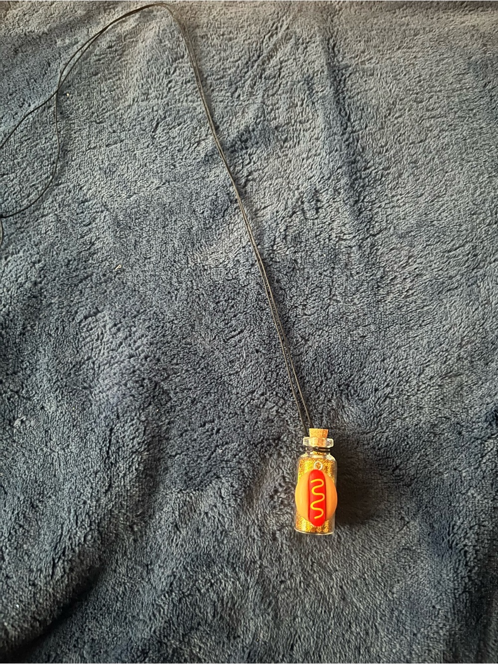 Hot Dog Fairy Potion Glitter Bottle Necklace w/ Pendant